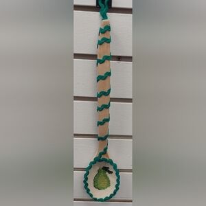 Handmade Wooden Spoon  kitchen Decor Cross Stitching Pear 13.5"